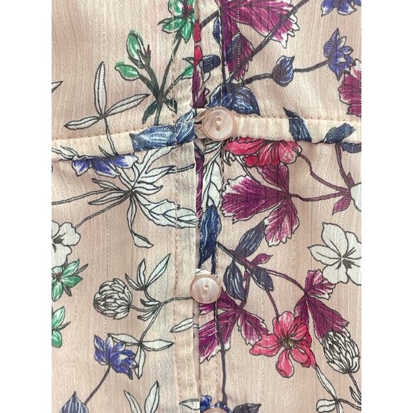 LIZ CLAIBORNE Petite Blouse Women's Floral Sheer Button up W/ cami PL - Picture 4 of 14
